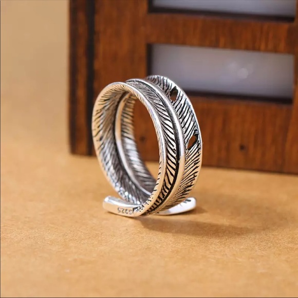 925 sterling Silver Feather ring - Picture 4 of 5